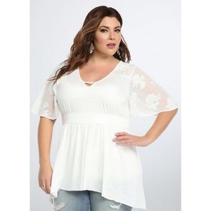 Torrid Chiffon Trim Babydoll Top